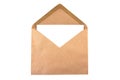 Brown envelope document with white paper isolated Royalty Free Stock Photo