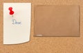 Brown envelope on fiberboard Royalty Free Stock Photo
