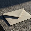 Brown envelope placed on a polished granite surface. The envelope is closed, partially Royalty Free Stock Photo