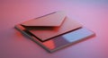 A brown envelope rests atop a reflective mirror-like surface, with soft, ambient lightin Royalty Free Stock Photo