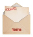 Brown Envelope with top secret stamp, clipping path. Royalty Free Stock Photo