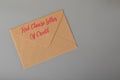 Brown envelope written with RED CLAUSE LETTER OF CREDIT Royalty Free Stock Photo