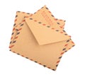 Brown Envelopes isolated. close up Royalty Free Stock Photo