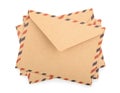 Brown Envelopes isolated. close up Royalty Free Stock Photo