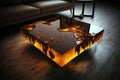 Brown epoxy resin coffee table. Generative AI Royalty Free Stock Photo