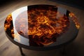 Brown epoxy resin coffee table. Generative AI Royalty Free Stock Photo