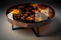 Brown epoxy resin coffee table. Generative AI Royalty Free Stock Photo