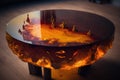 Brown epoxy resin coffee table. Generative AI Royalty Free Stock Photo