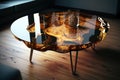 Brown epoxy resin coffee table. Generative AI Royalty Free Stock Photo