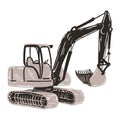 Brown Excavator Sketch Vector Illustration Royalty Free Stock Photo