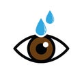 Brown eye with eye drops icon isolated on white background Royalty Free Stock Photo