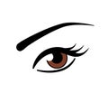 Brown eye vector illustration. Single human eye symbol for web or print. Contact lenses in brown color Royalty Free Stock Photo