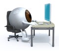 Brown eyeball work on desk with computer