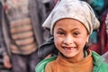 Brown-eyed girl with headcloth in Nepal Royalty Free Stock Photo