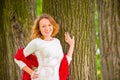 Brown-eyed red-haired beautiful girl portrait