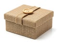 Brown fabric covered gift box with button Royalty Free Stock Photo