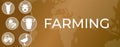 Brown Farming Banner Illustration with Animals Icons and Meadow