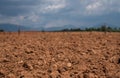 Brown farmland soil close-up in Provence in France