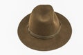 Brown felt hat, taken from the front, isolated against a white background Royalty Free Stock Photo