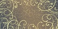 Brown festive rich  background with a border of ornate golden curves, grainy and mottling Royalty Free Stock Photo