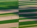 Brown fields green meadows in Poland, agriculture drone aerial photography