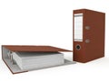 Brown file folder and binder with papers, isolated on white background Royalty Free Stock Photo