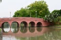 Brown  fish  viewing bridge at Chatuchak Park  is a public park Royalty Free Stock Photo