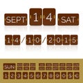 Brown flat calendar with analog flip timer