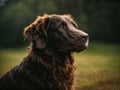 Brown flat coated retriever portrait