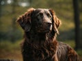 Brown flat coated retriever portrait