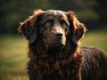 Brown flat coated retriever portrait