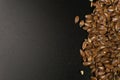 Brown Flax seed. Also known as Linseed, Flaxseed and Common Flax. Closeup of grains, background use