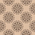 Brown floral seamless pattern on beige background Royalty Free Stock Photo