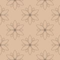 Brown floral seamless pattern on beige background Royalty Free Stock Photo