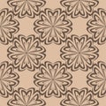 Brown floral seamless pattern on beige background Royalty Free Stock Photo