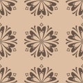 Brown floral seamless design on beige background Royalty Free Stock Photo