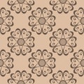 Brown floral seamless design on beige background Royalty Free Stock Photo