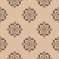 Brown floral seamless design on beige background Royalty Free Stock Photo