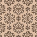 Brown floral seamless design on beige background Royalty Free Stock Photo