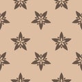 Brown floral seamless design on beige background Royalty Free Stock Photo