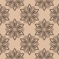 Brown floral seamless design on beige background Royalty Free Stock Photo