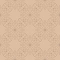 Brown floral seamless pattern on beige background Royalty Free Stock Photo