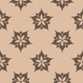 Brown floral seamless pattern on beige background Royalty Free Stock Photo