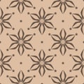 Brown floral seamless pattern on beige background Royalty Free Stock Photo