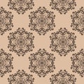 Brown floral seamless pattern on beige background Royalty Free Stock Photo