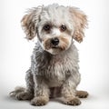 Brown fluffy dog stands proud with its sharp snout