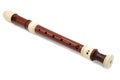 Brown flute recorder on a white isolated background Royalty Free Stock Photo