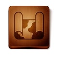 Brown Folded map icon isolated on white background. Wooden square button. Vector Royalty Free Stock Photo