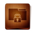 Brown Folder and lock icon isolated on white background. Closed folder and padlock. Security, safety, protection concept Royalty Free Stock Photo