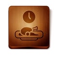 Brown Food time icon isolated on white background. Time to eat. Wooden square button. Vector